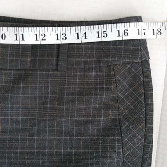 Ann Taylor Plaid Marisa Straight Cuffed Cropped Ankle Dress Trousers 8 Gray Grey - Picture 14 of 16